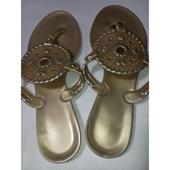 JACK ROGERS: Gold Jelly Flip Flops, Woman Size 8 - Picture 3 of 5